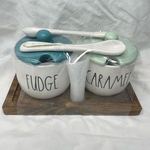 Rae Dunn Caramel & Fudge Serving Dessert Set